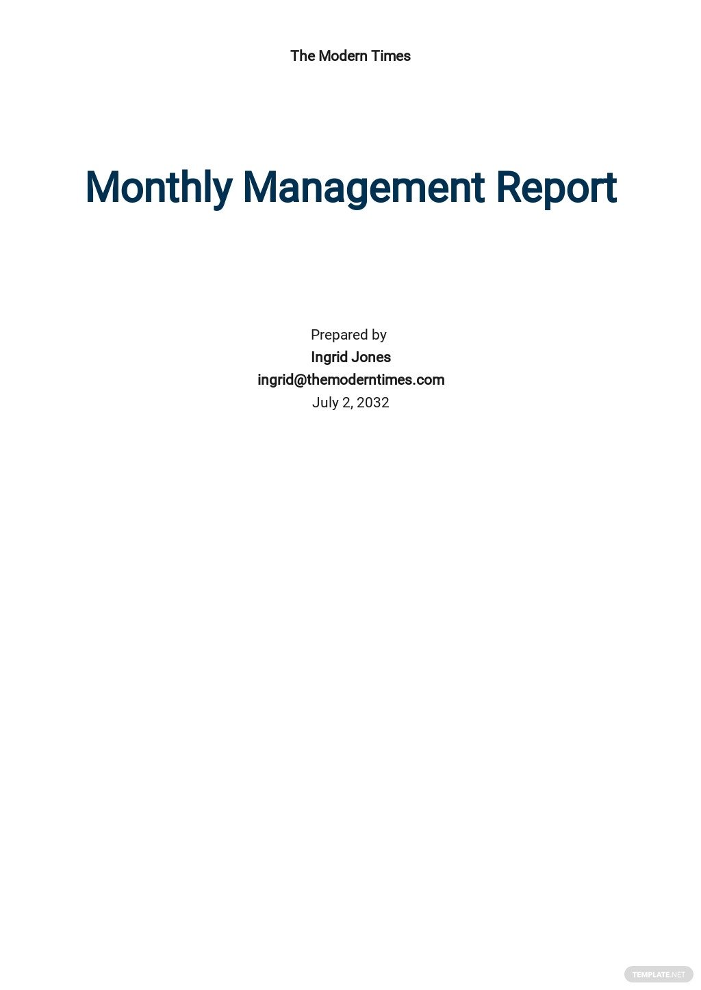 free simple monthly management report template