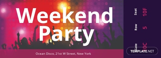 free weekend party ticket template