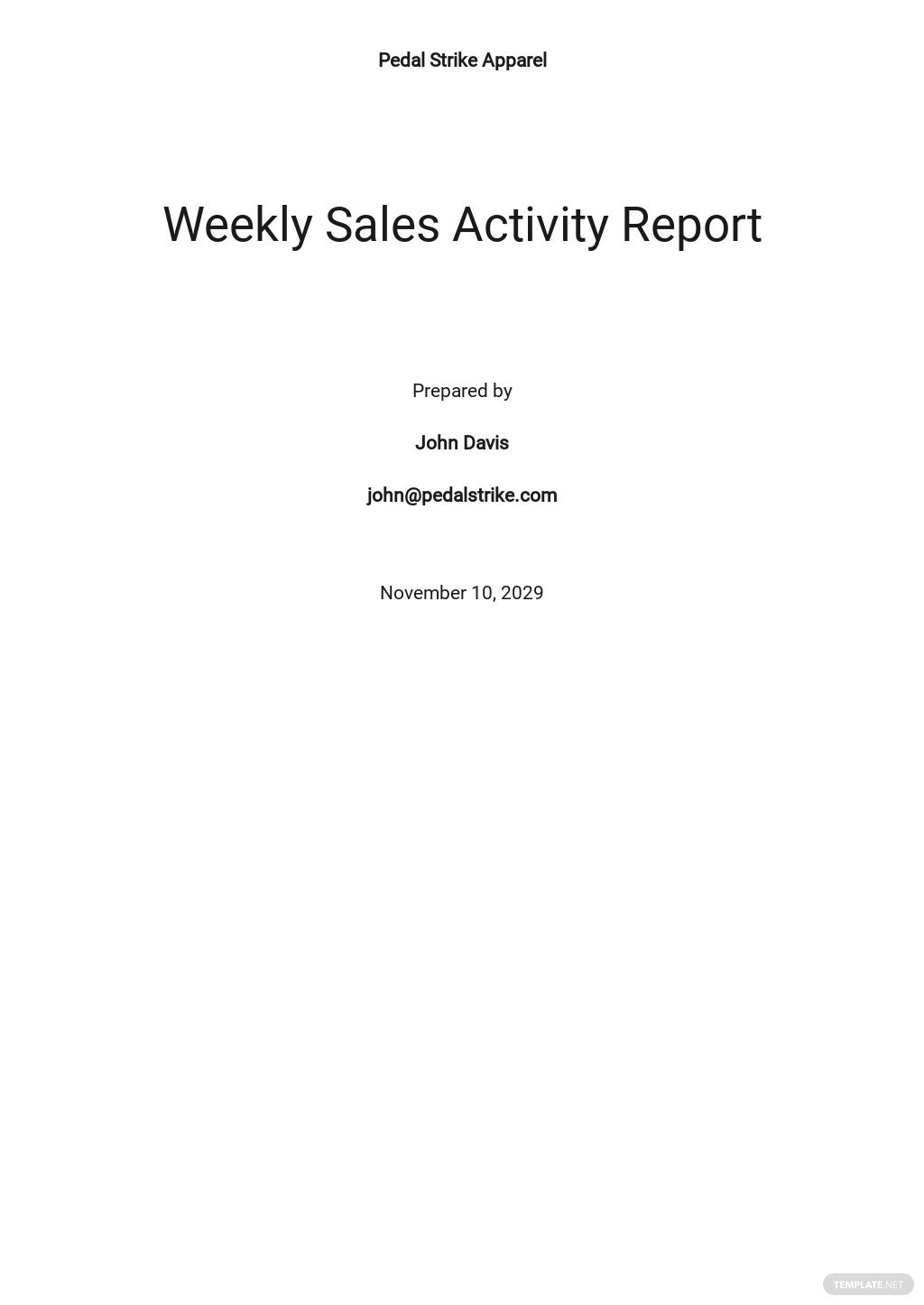 free weekly sales activity report template