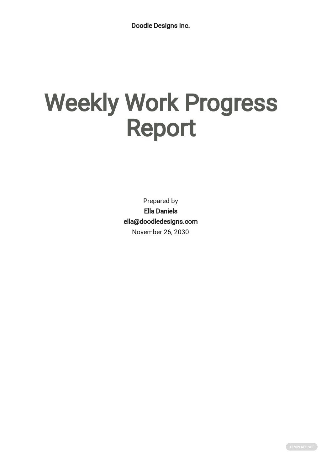 free weekly work progress report template