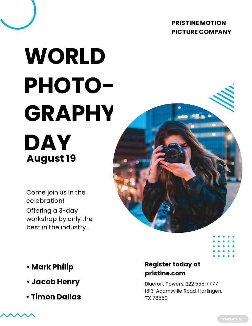 free world photography day leaflet template