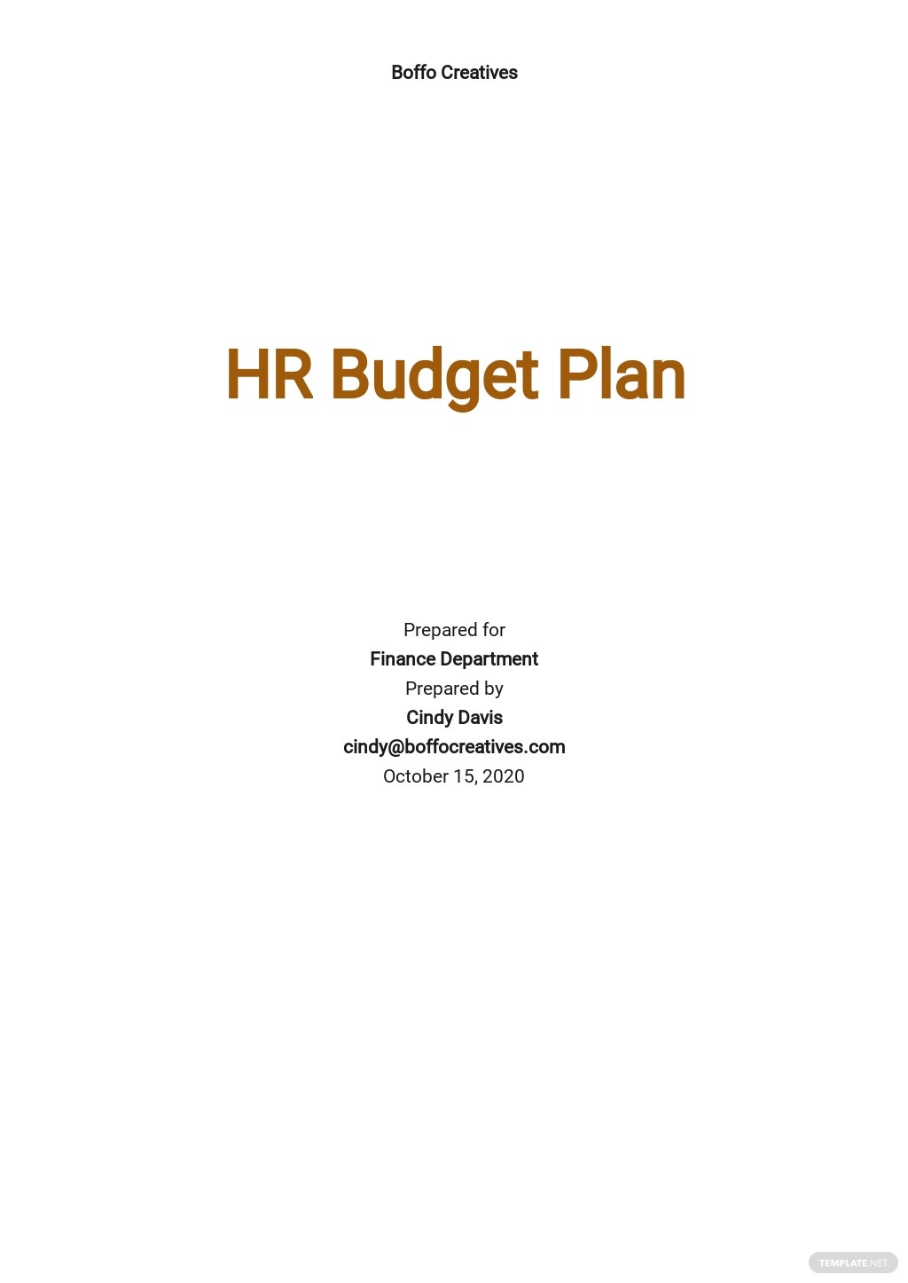 hr budget plan template