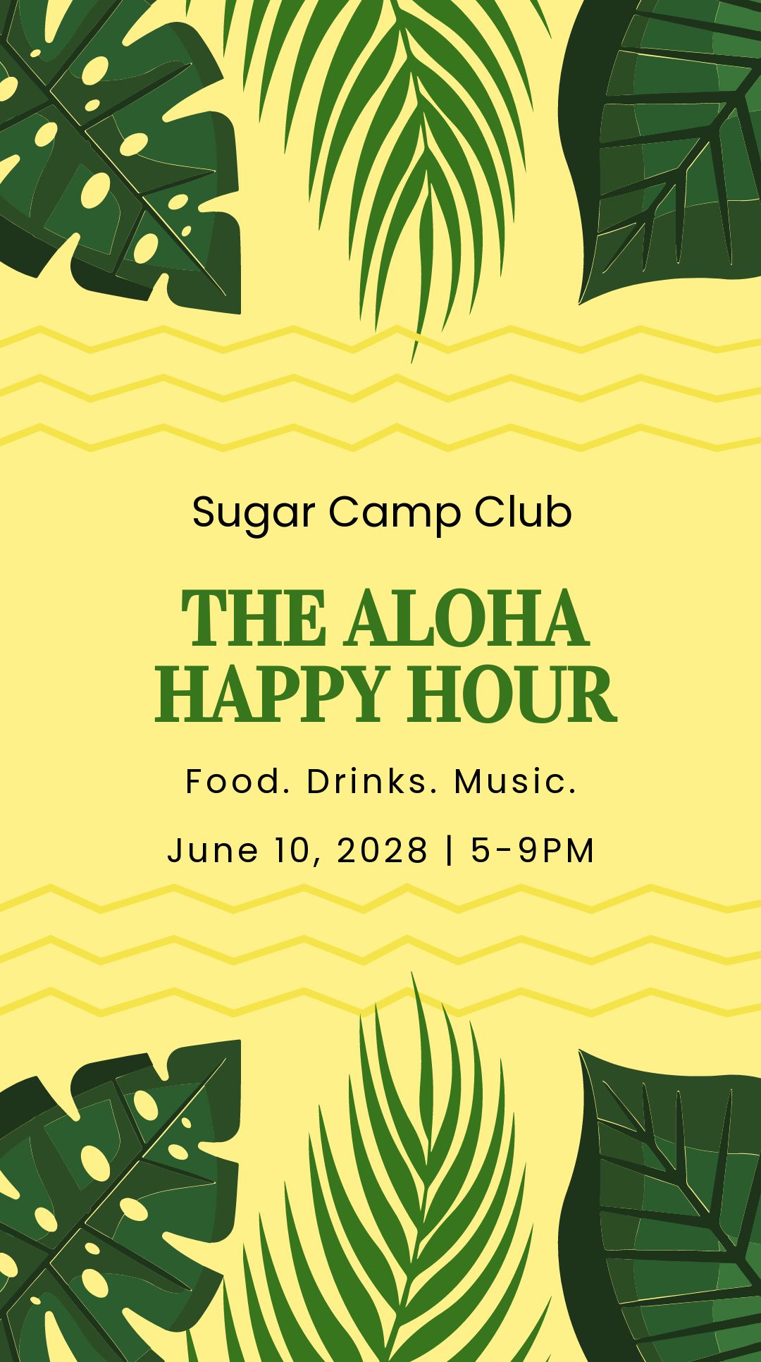 happy hour event whatsapp post template