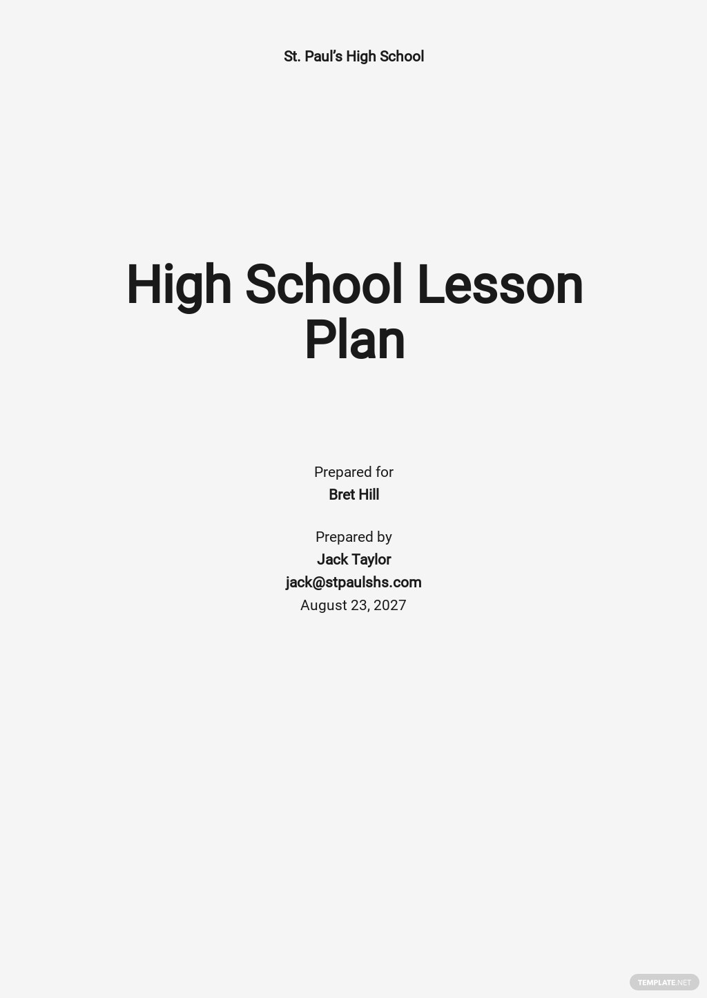 high school lesson plan template