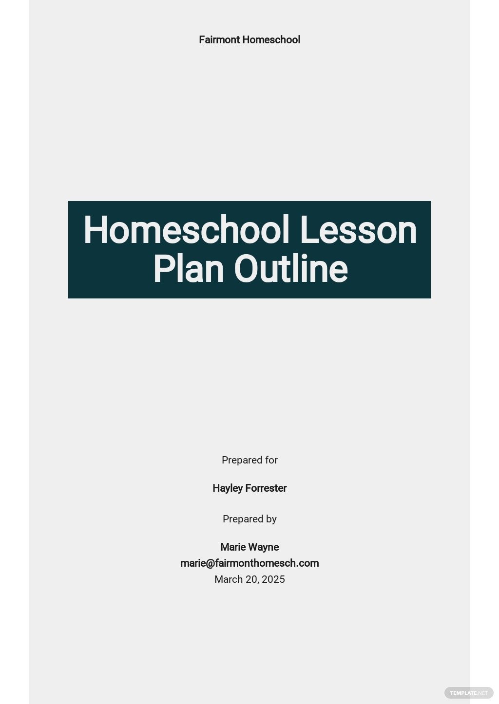 homeschool lesson plan outline template