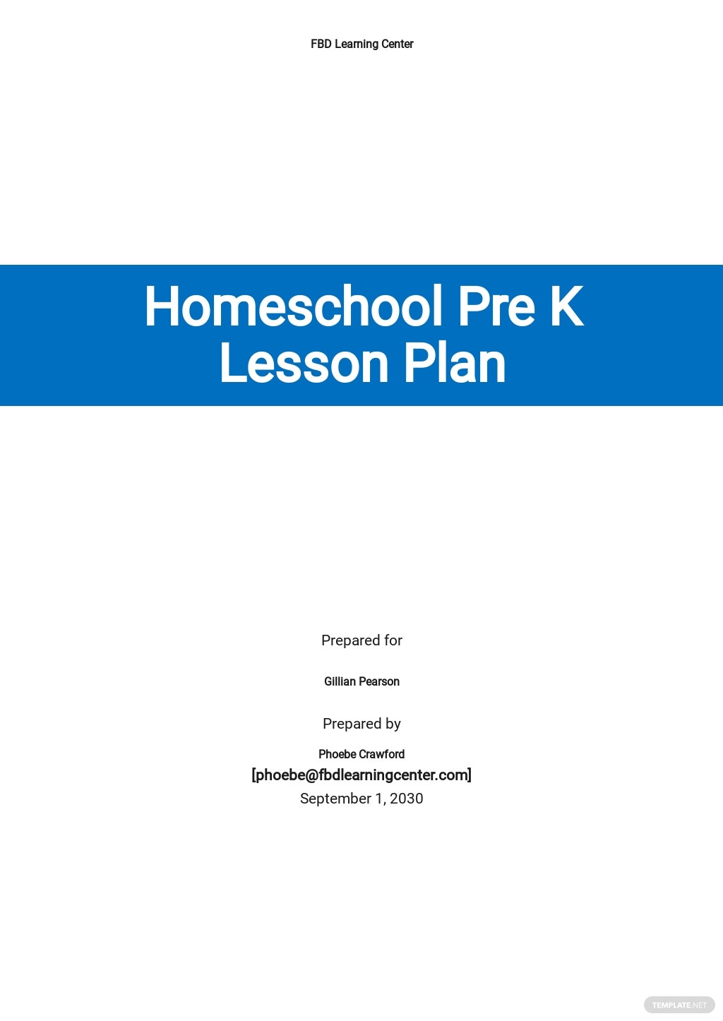homeschool pre k lesson plan template