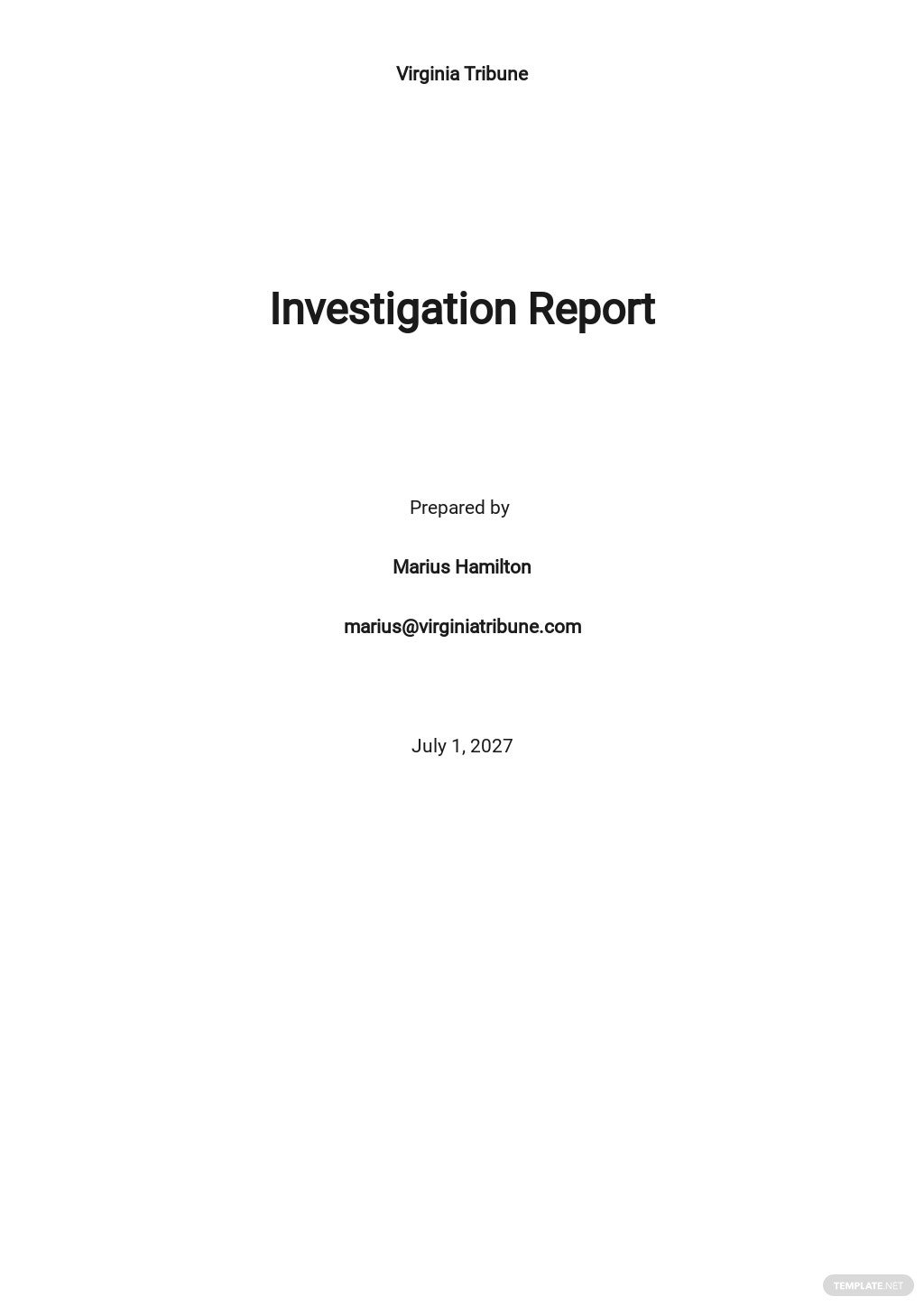 investigation report template