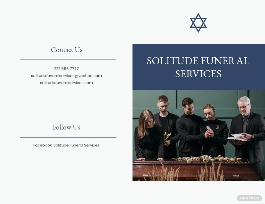 jewish funeral program bi fold brochure template