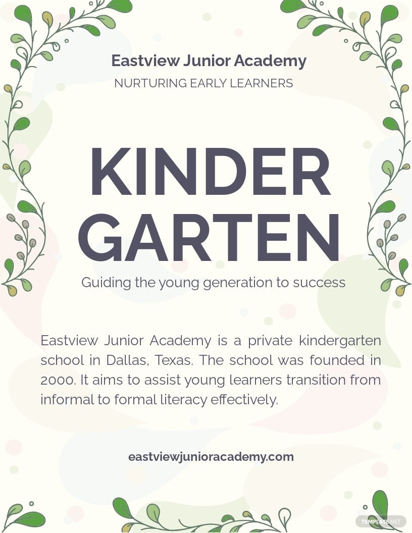 kindergarten leaflet template