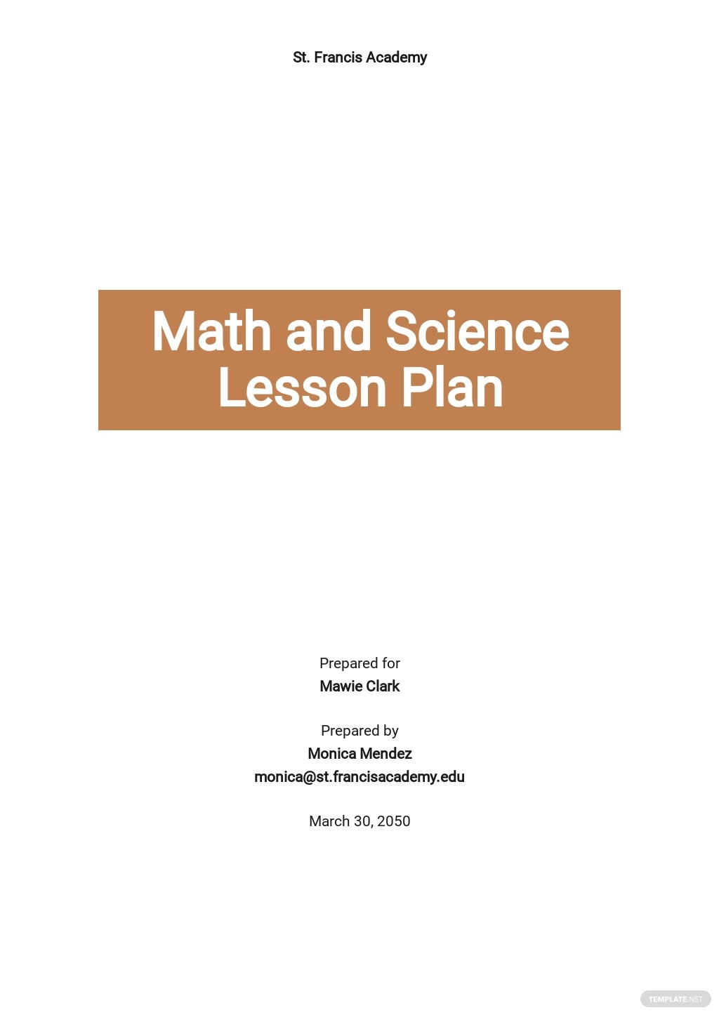 math and science lesson plan template