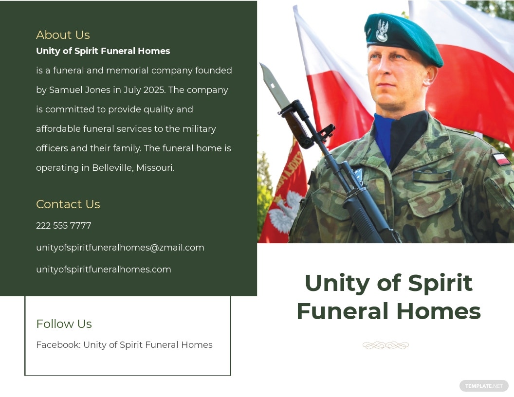 military funeral program bi fold brochure template