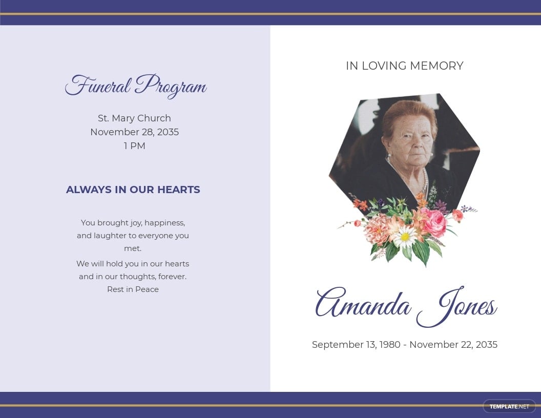 mom funeral program bi fold brochure template