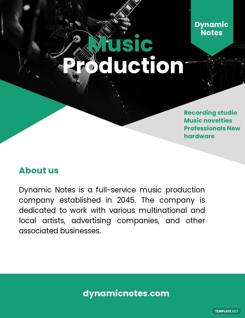 music production leaflet template