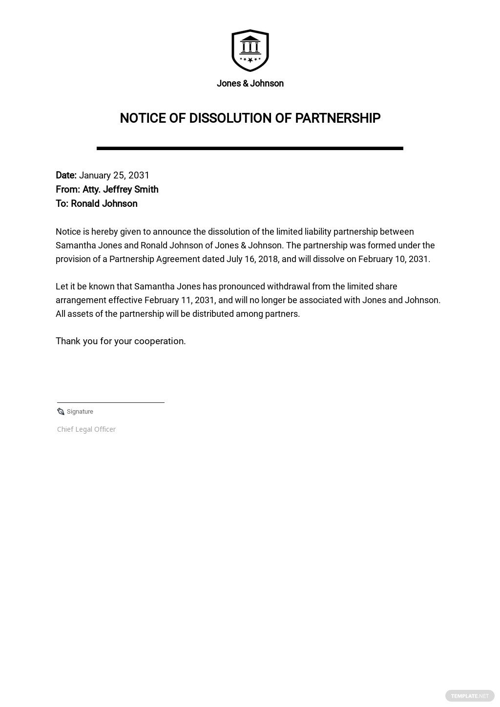 notice-of-dissolution-partnership-template