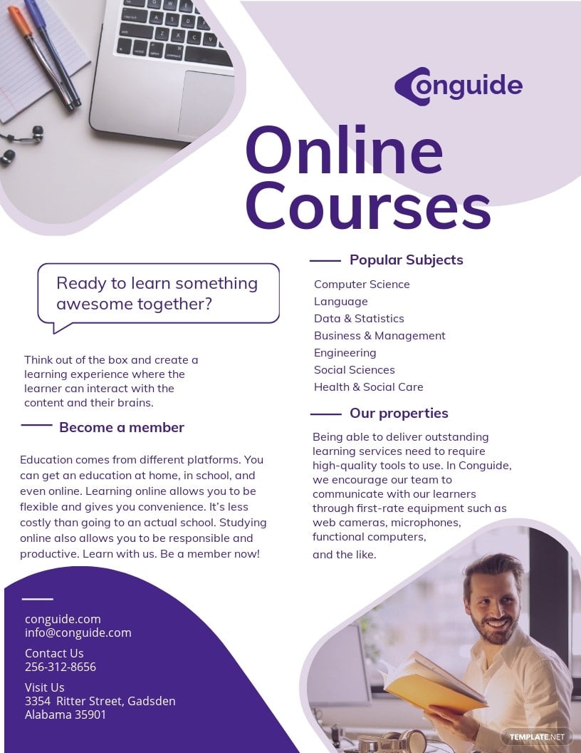 online courses leaflet template