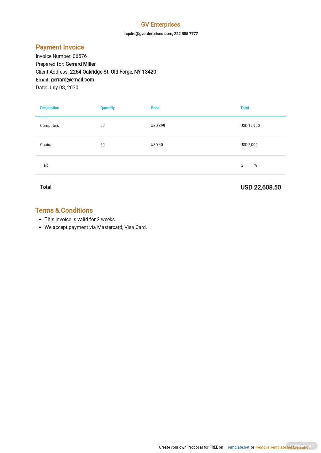 payment invoice template