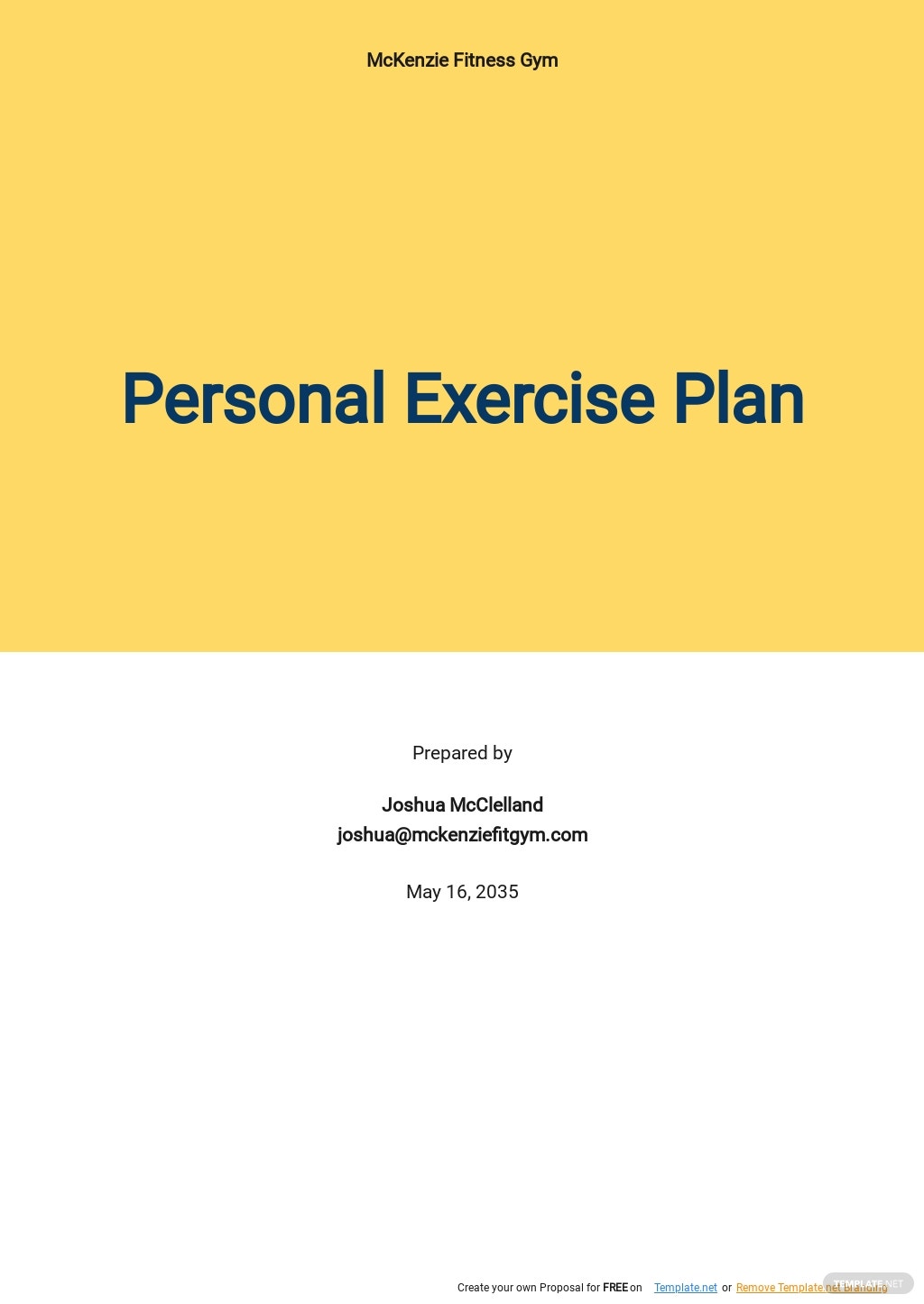 personal exercise plan template