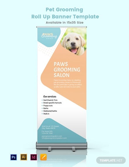 pet grooming roll up banner