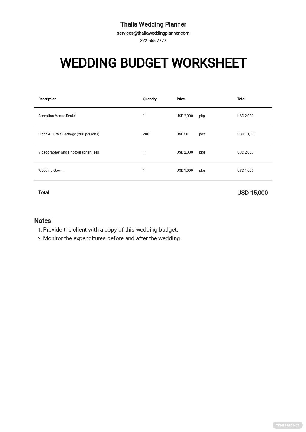 printable wedding budget worksheet template