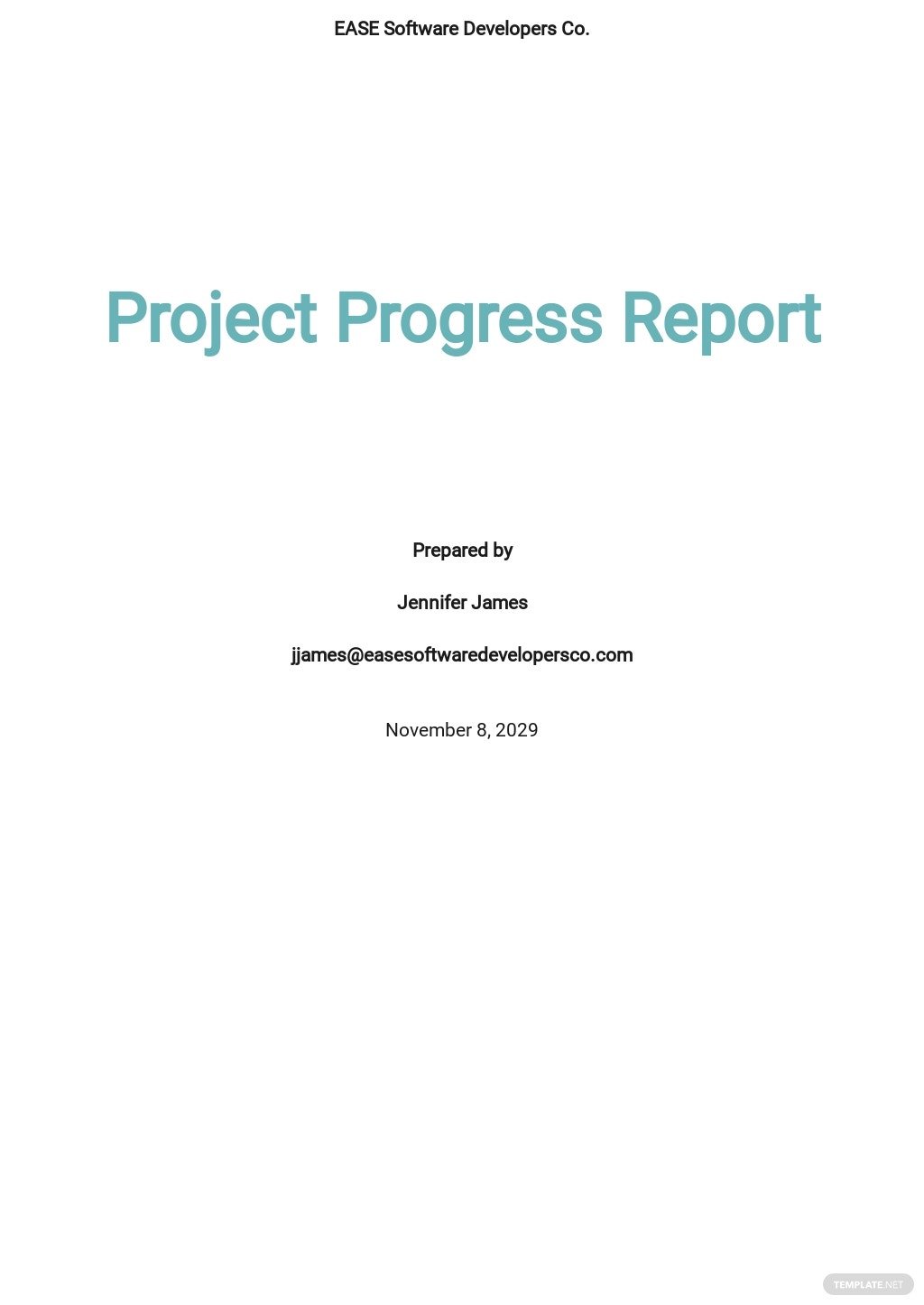 project progress report template