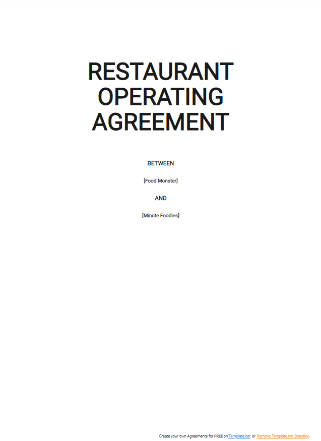 restaurant operating agreement