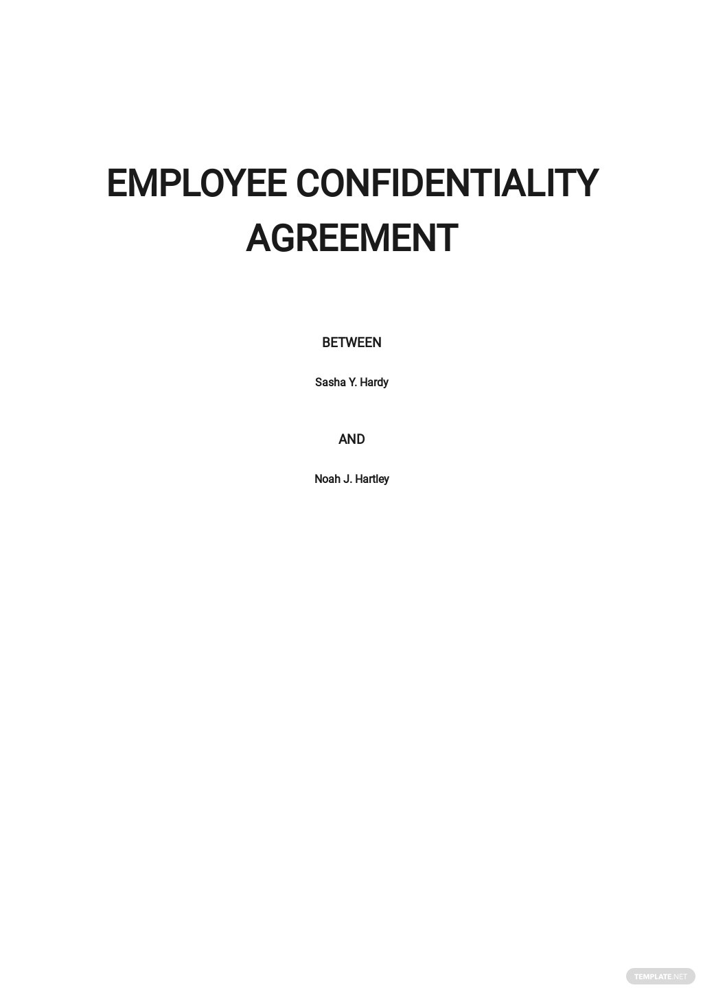 sample employee confidentiality agreement template