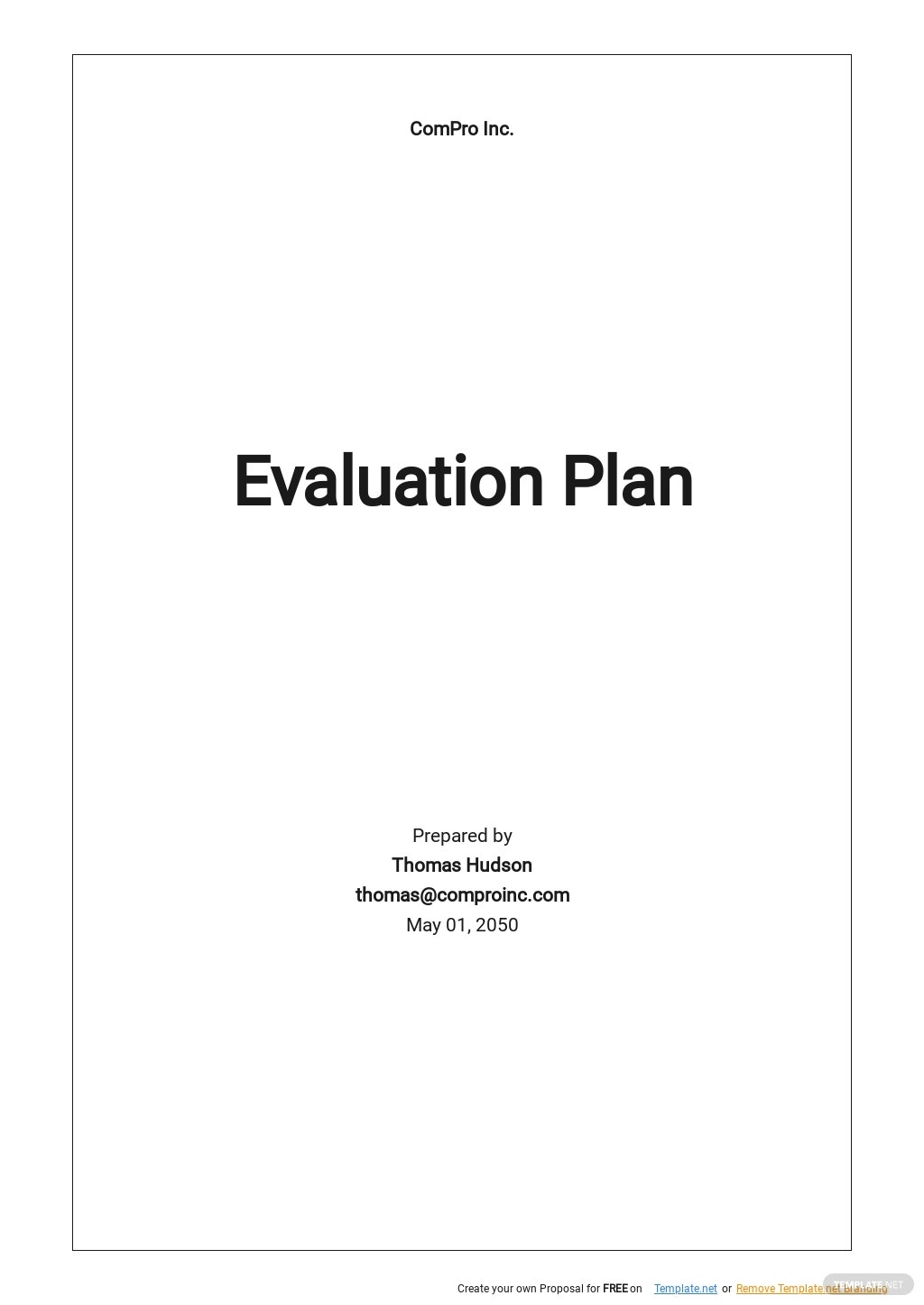 sample evaluation plan template