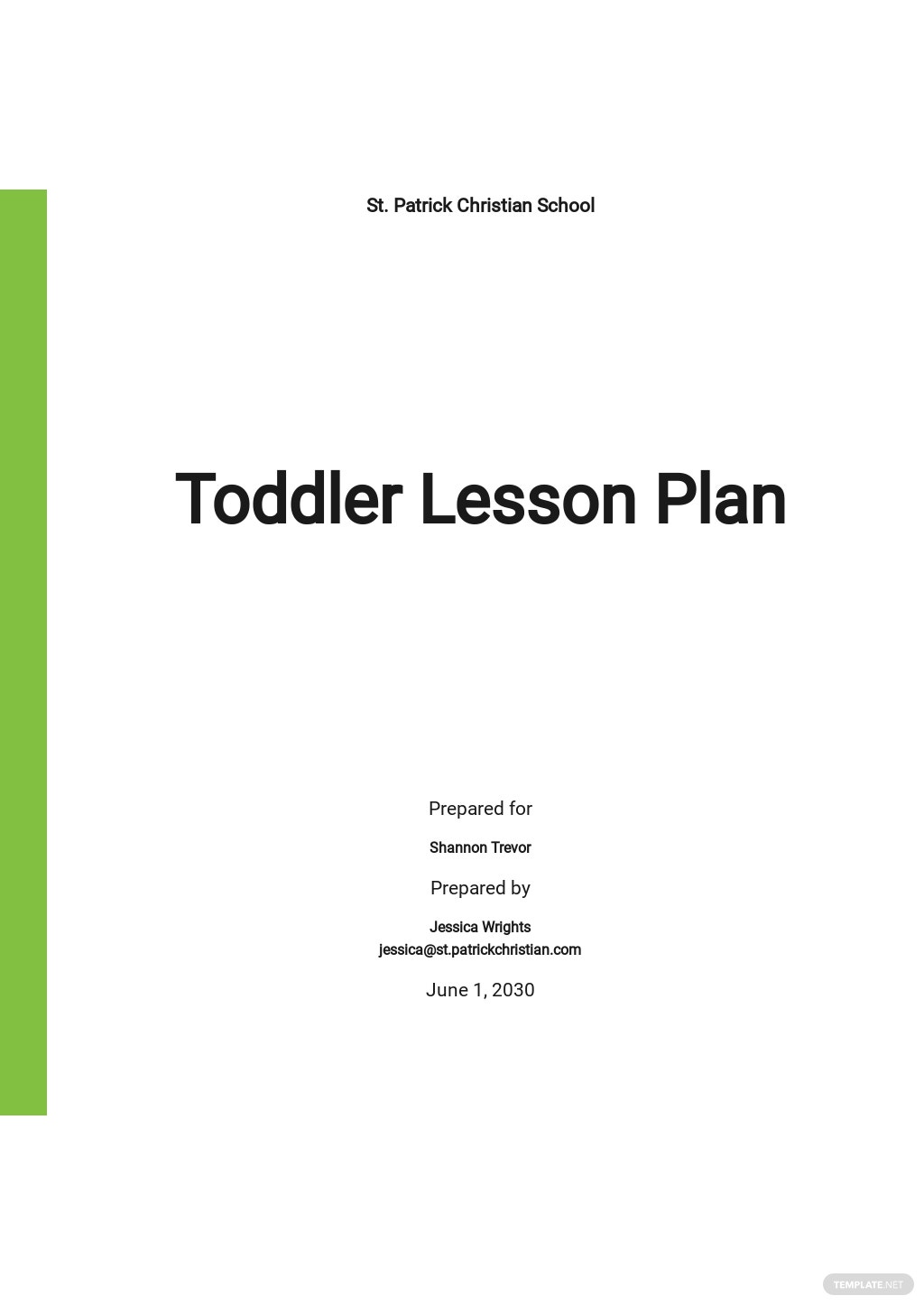 sample toddler lesson plan template