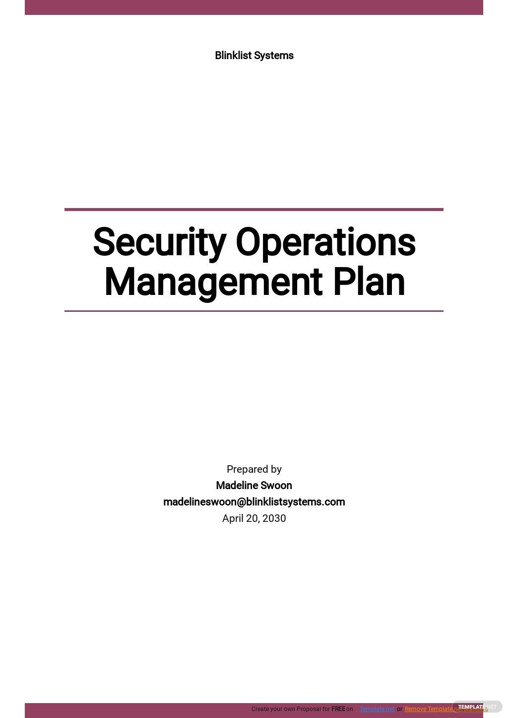 security operations management plan template
