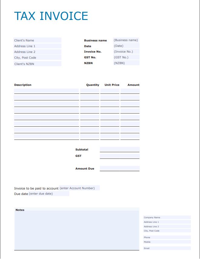 tax invoice example