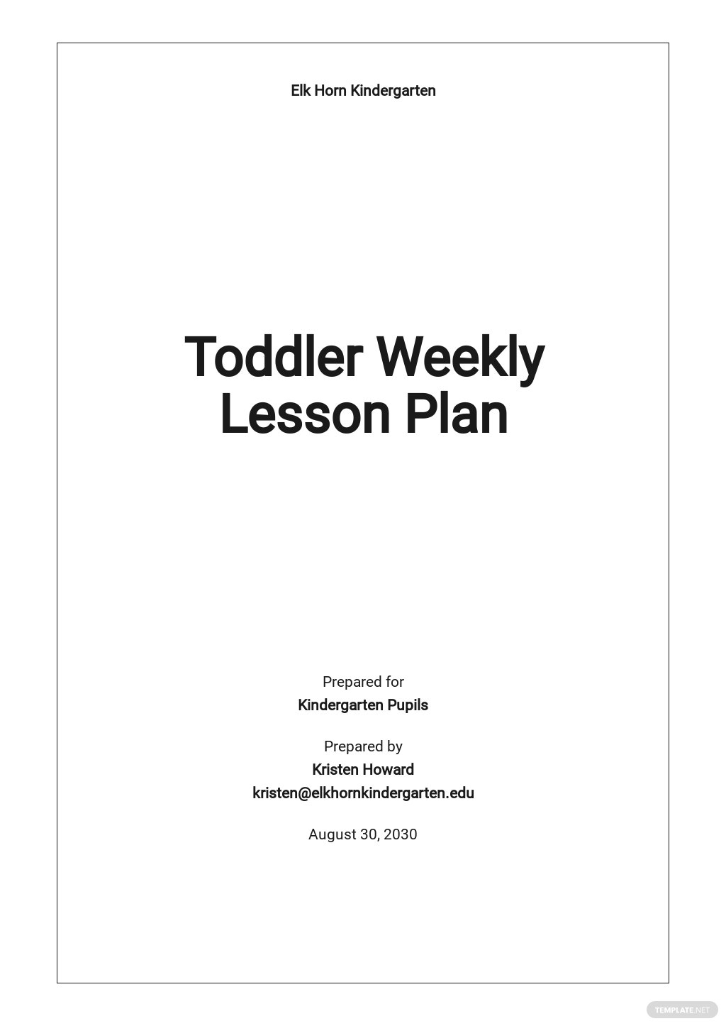 toddler weekly lesson plan template