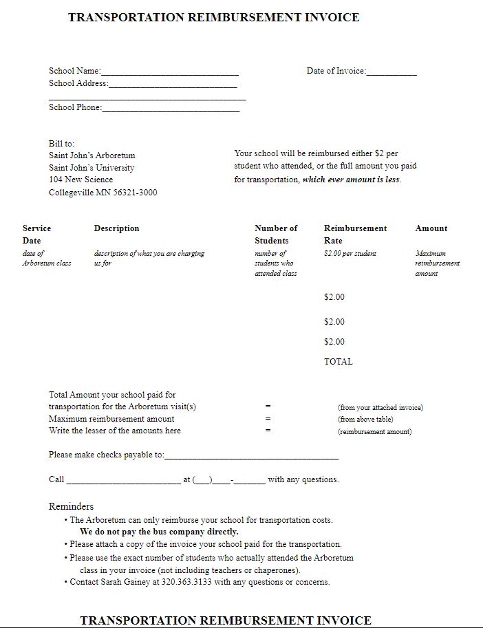 transportation invoice example