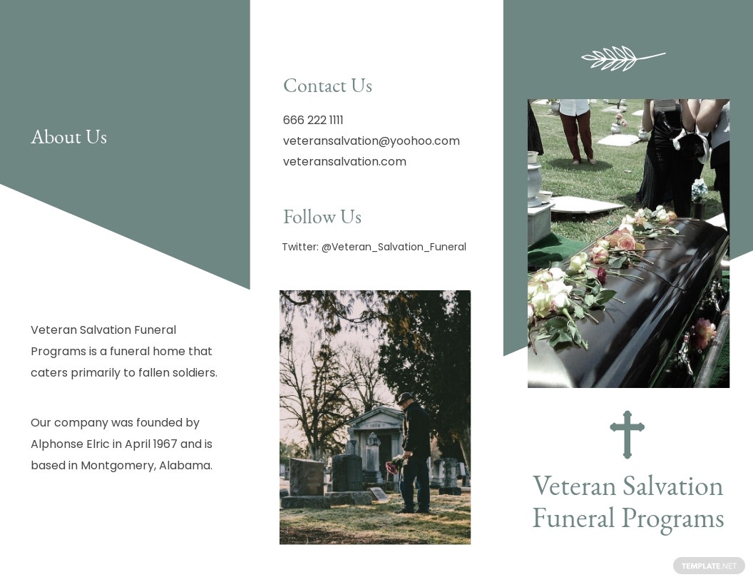 veteran funeral program tri fold brochure template