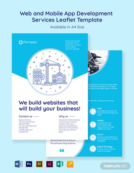 web and mobile app development services leaflet template