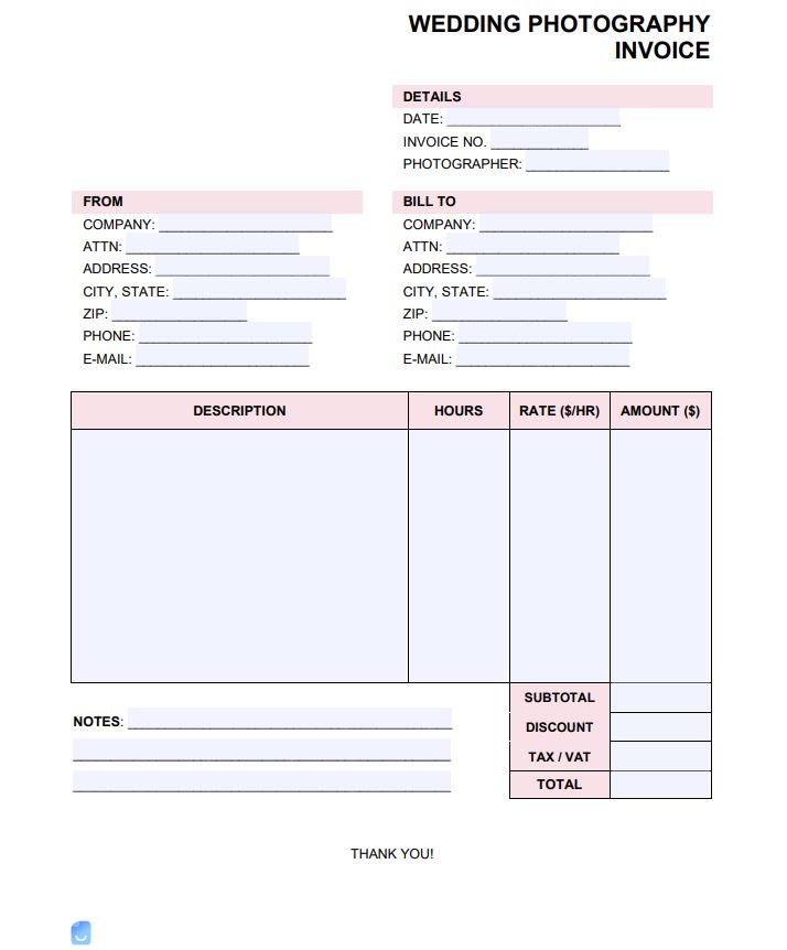 wedding invoice example