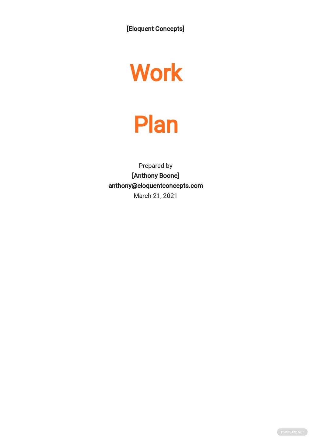 work plan format template