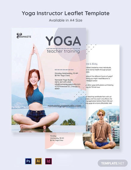 yoga instructor leaflet template