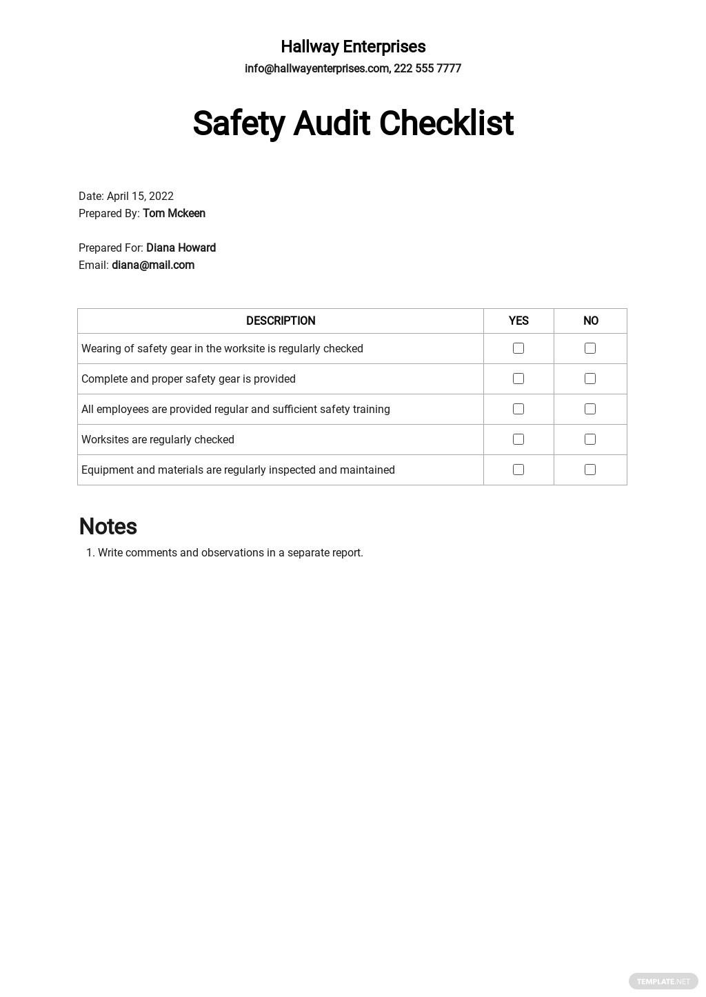 audit-checklist-template
