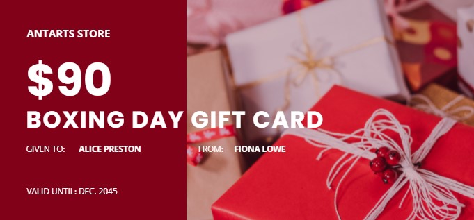 boxing day gift card design