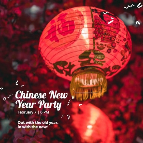 chinese new year party instagram post template