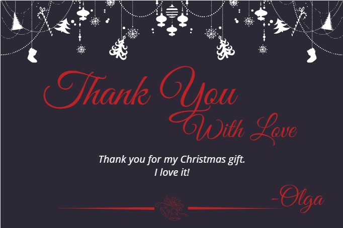 christmas gift thank you card design