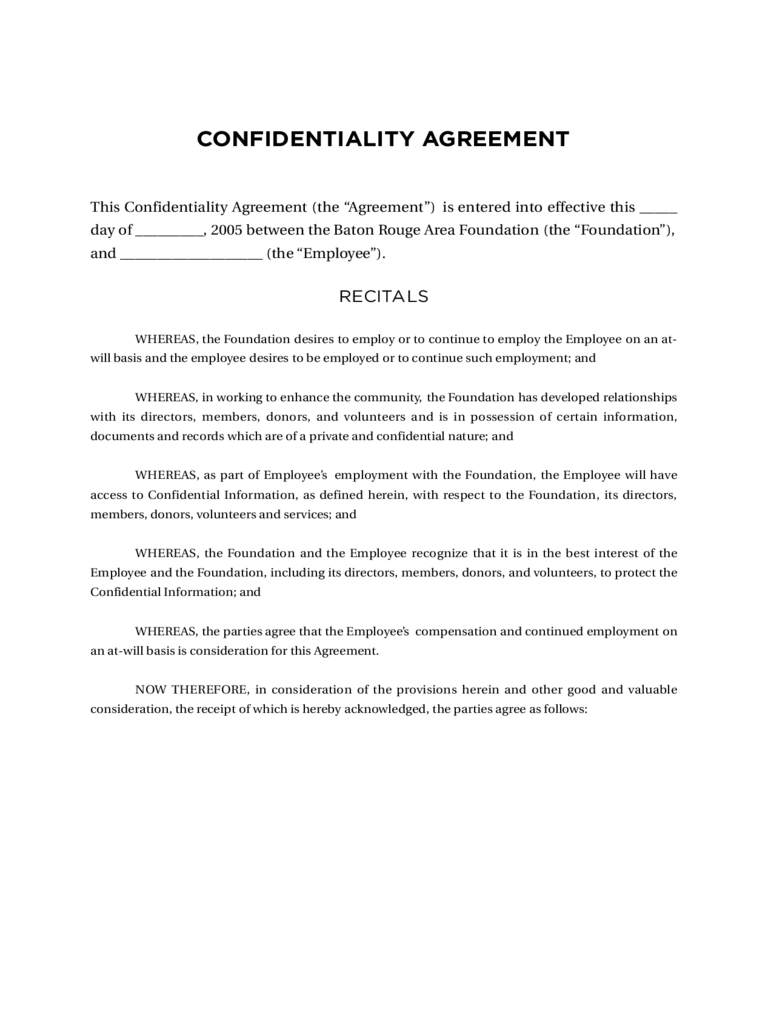 confidentiality agreement d