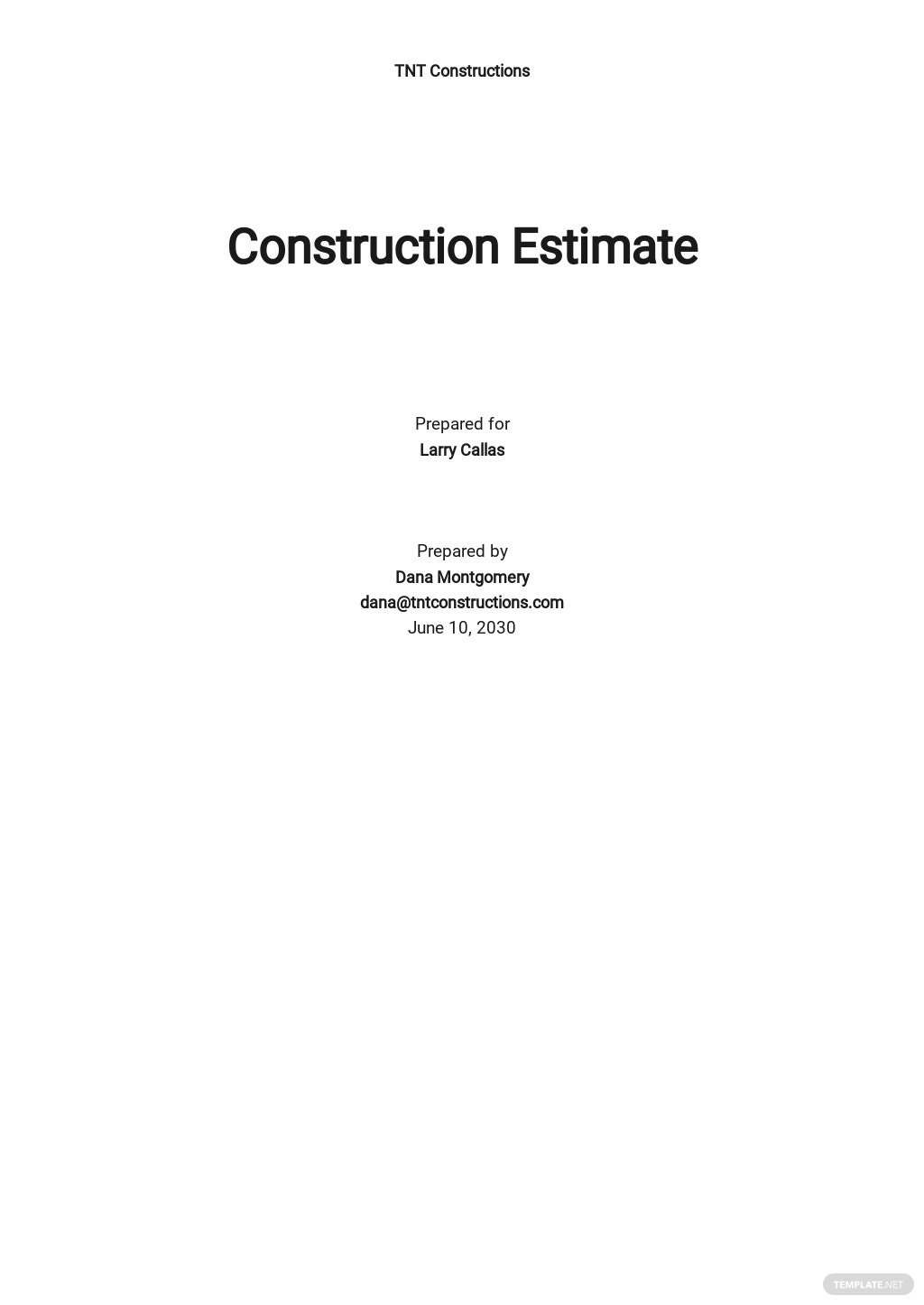Construction Estimate Template ?width=550