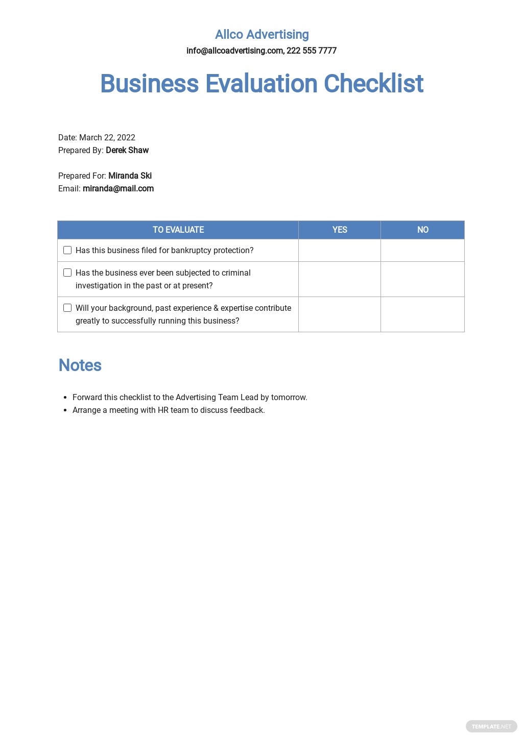 evaluation-checklist-template
