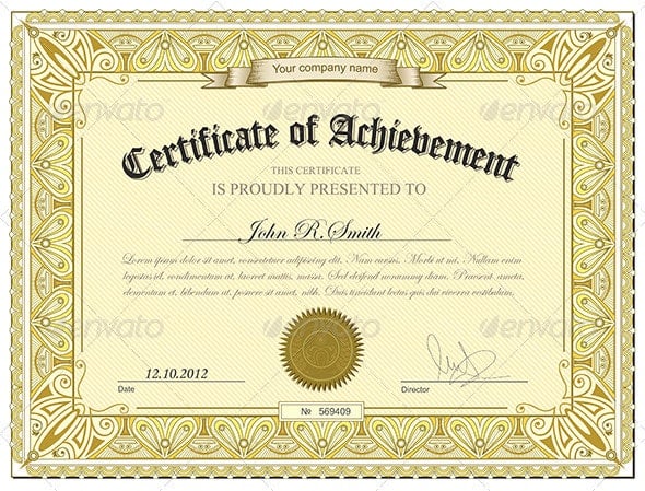 gold certificate template