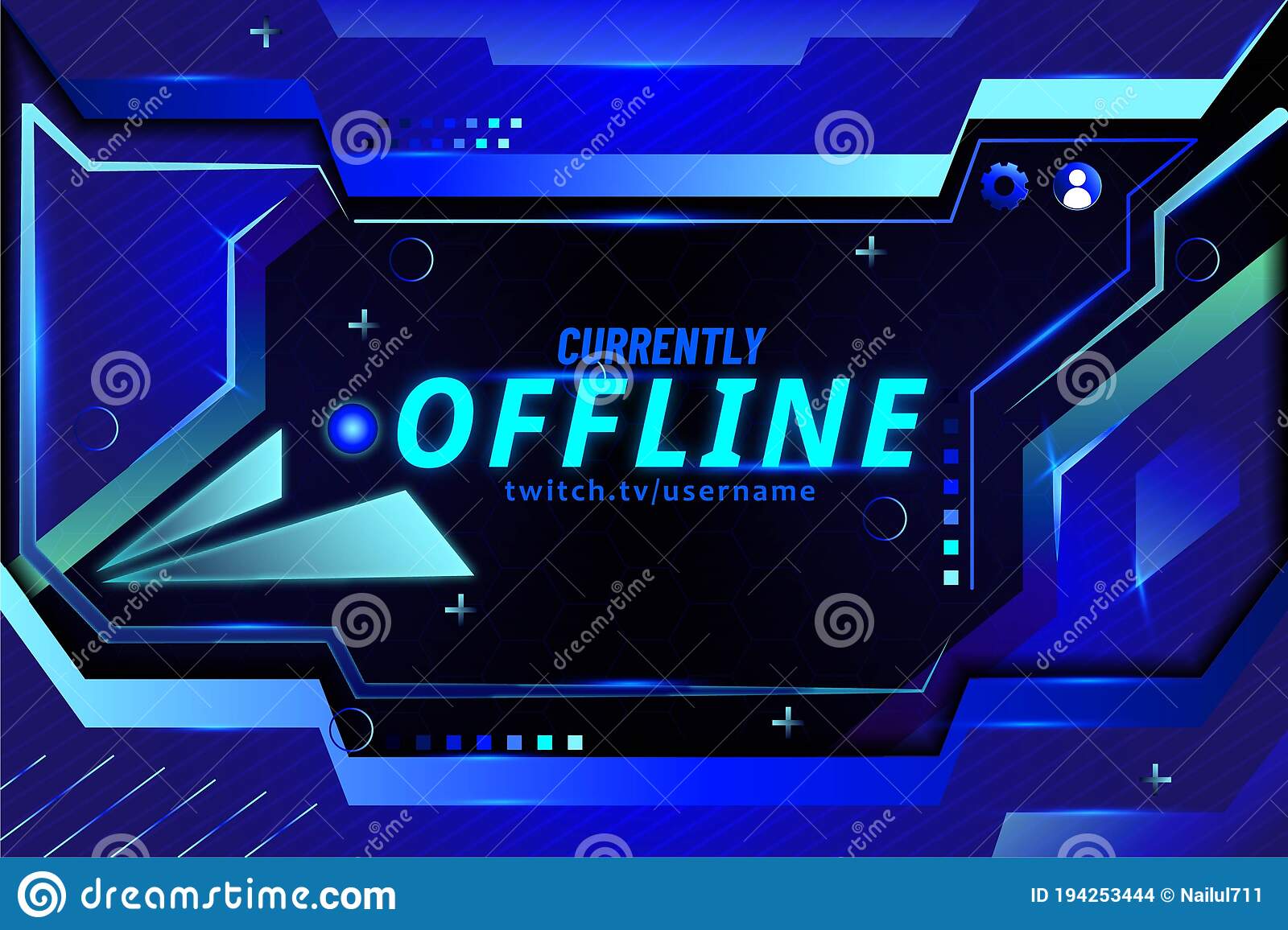 modern currently offline twitch banner background vector template