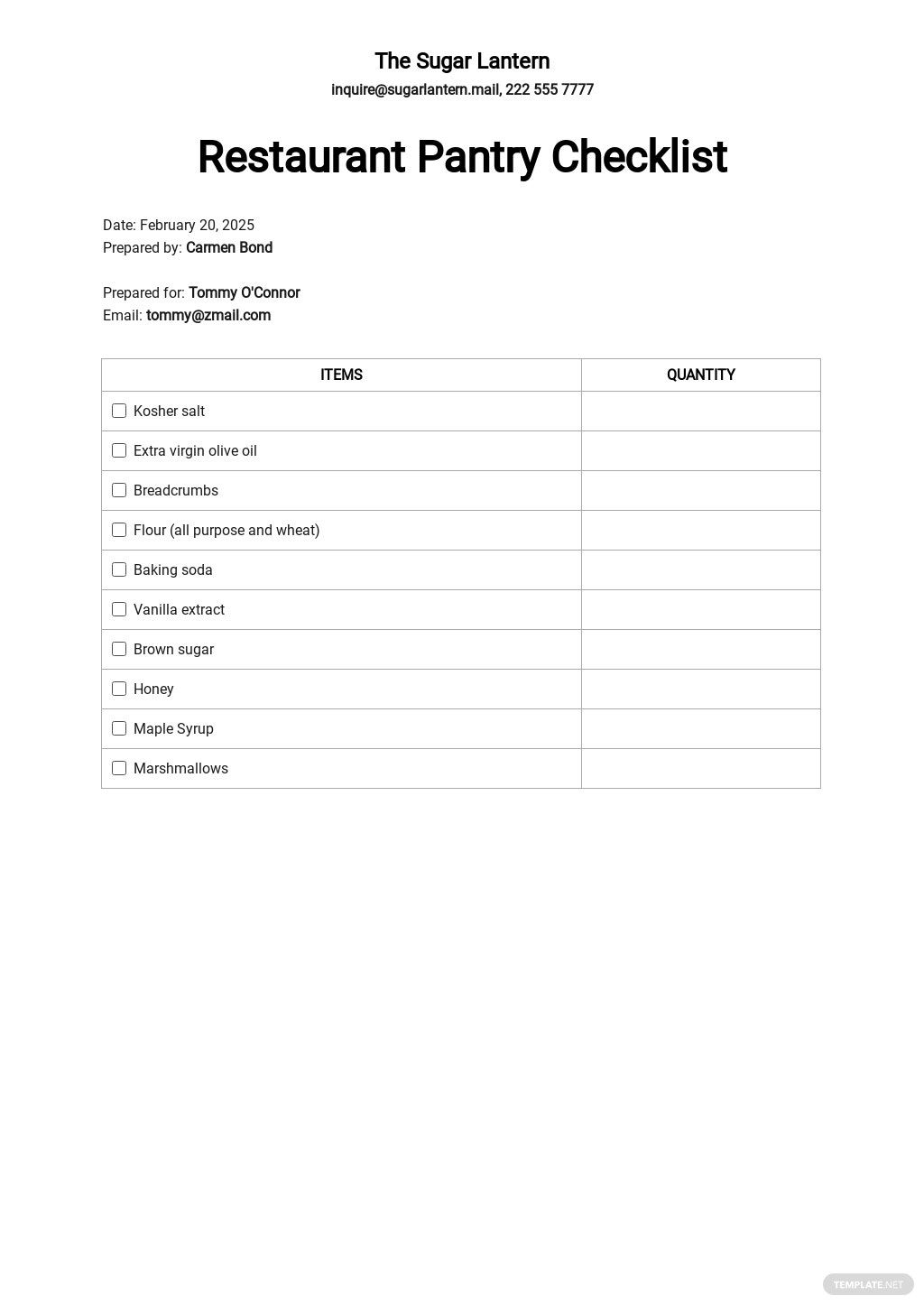 restaurant-checklist-template