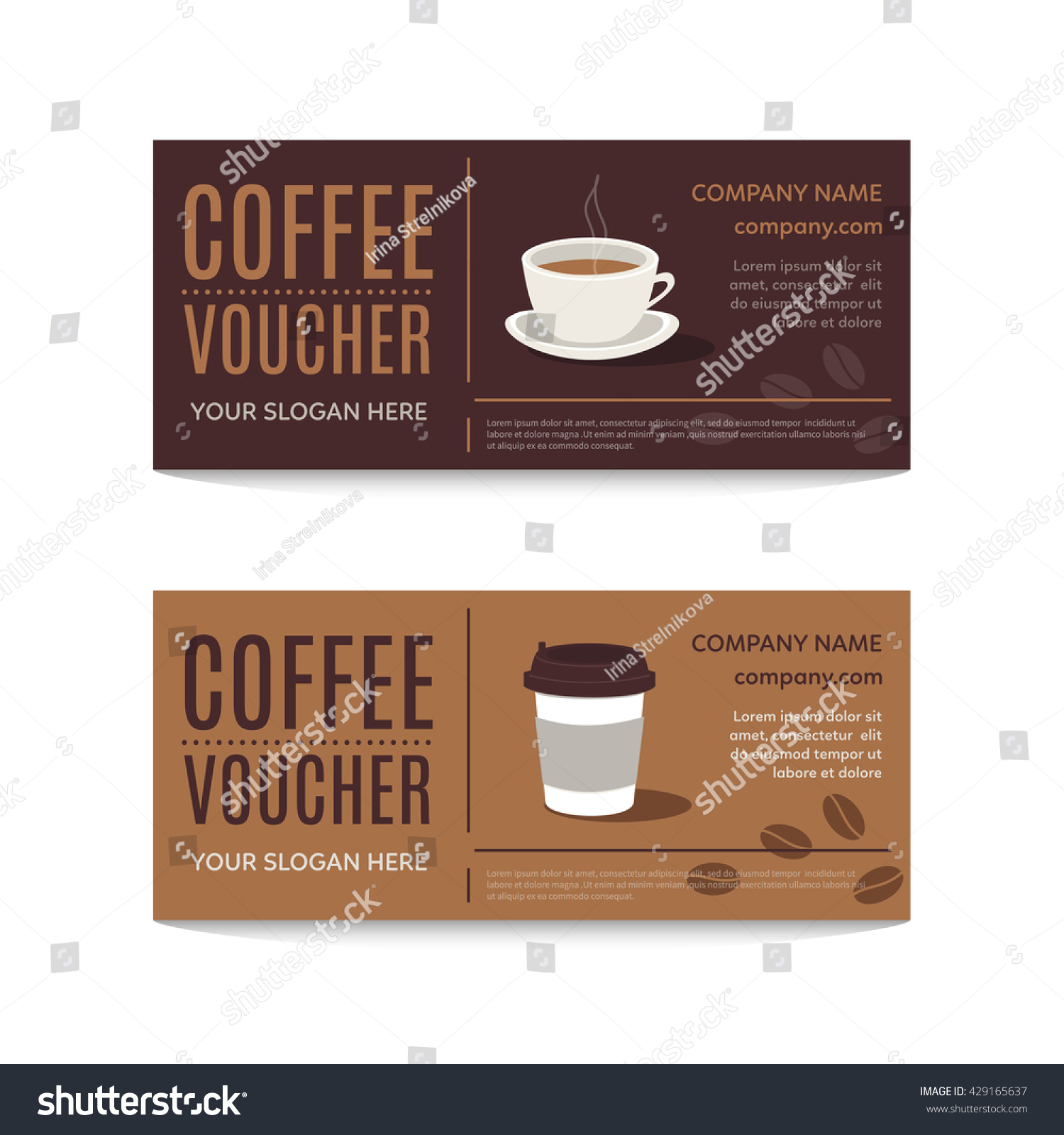 stock vector a gift coffee voucher or discount coupon vector flat voucher template