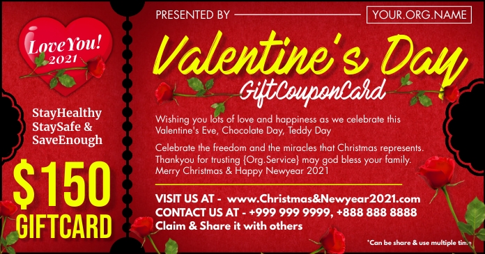 valentine gift coupon card 2021 template design 21123ce418e95cbc04a211dddb573c
