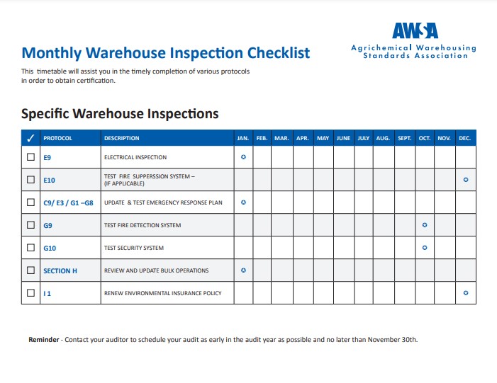 warehouse tour checklist